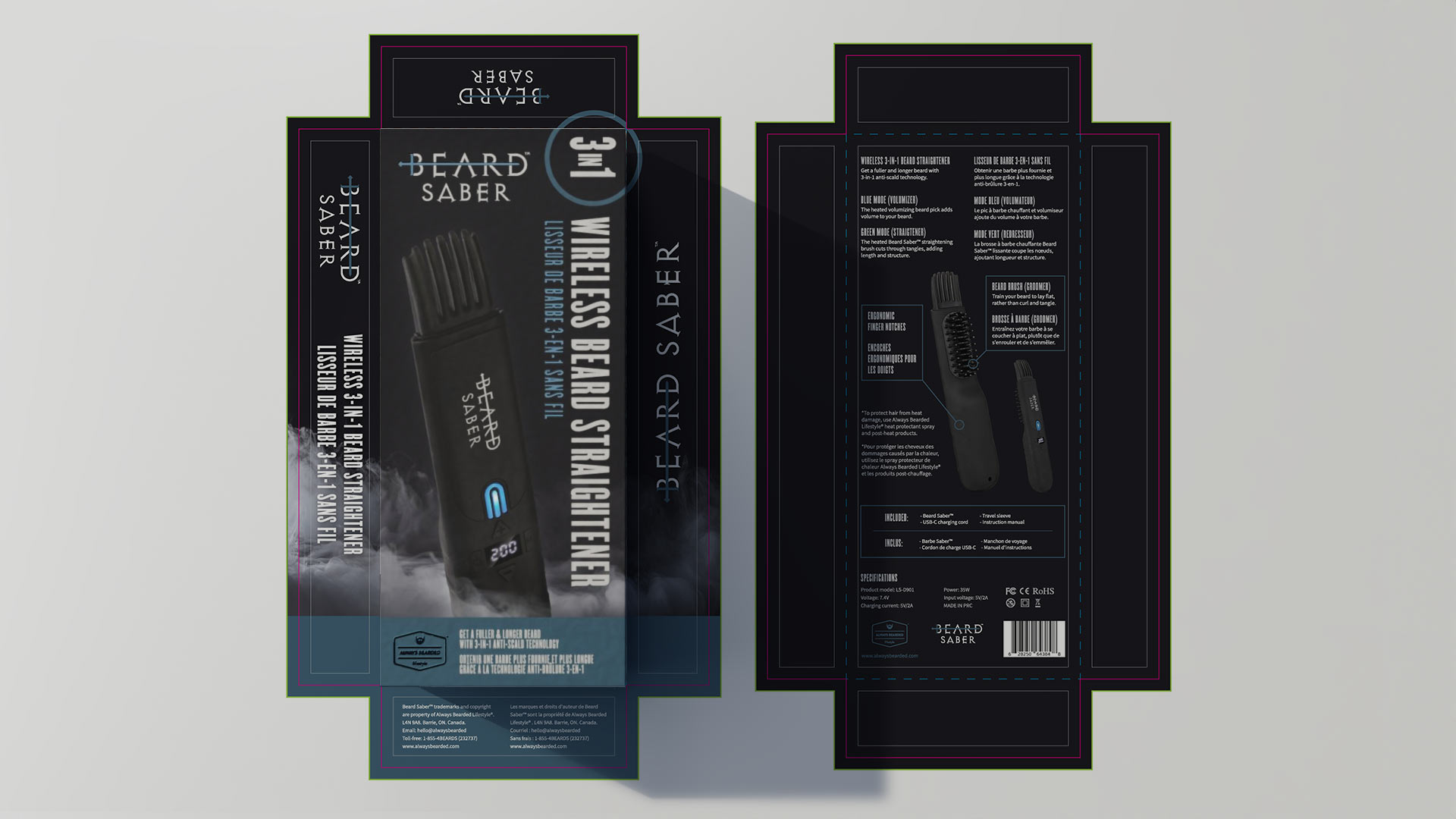 beard saber package design and 3d rendering by anthony mika